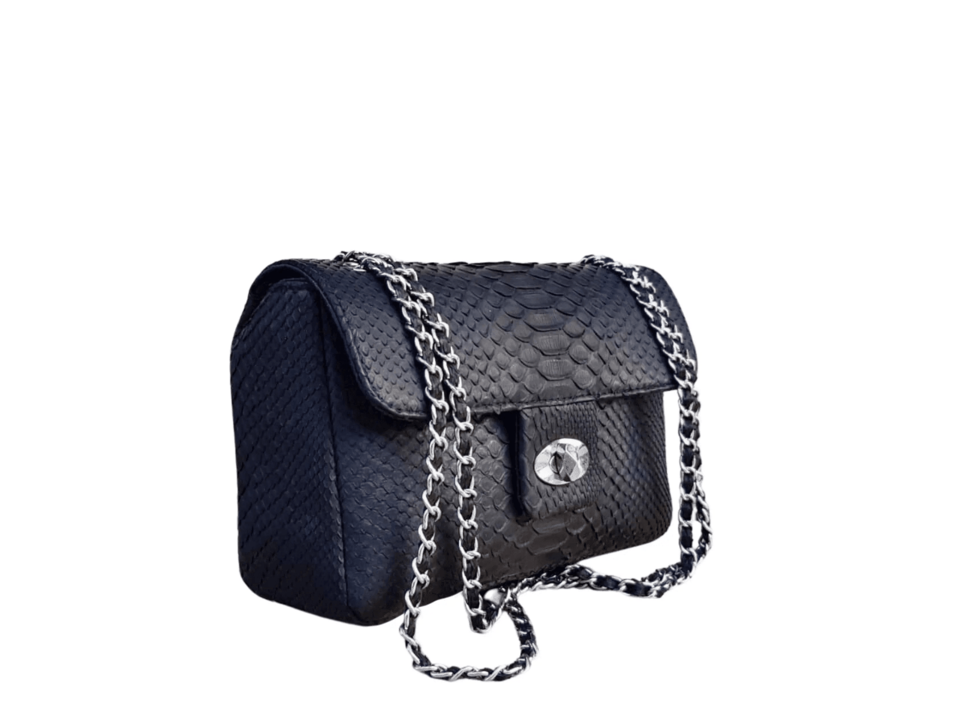 Small Snakeskin Shoulder Chain Purses - Python Jacket by LFM Fashion