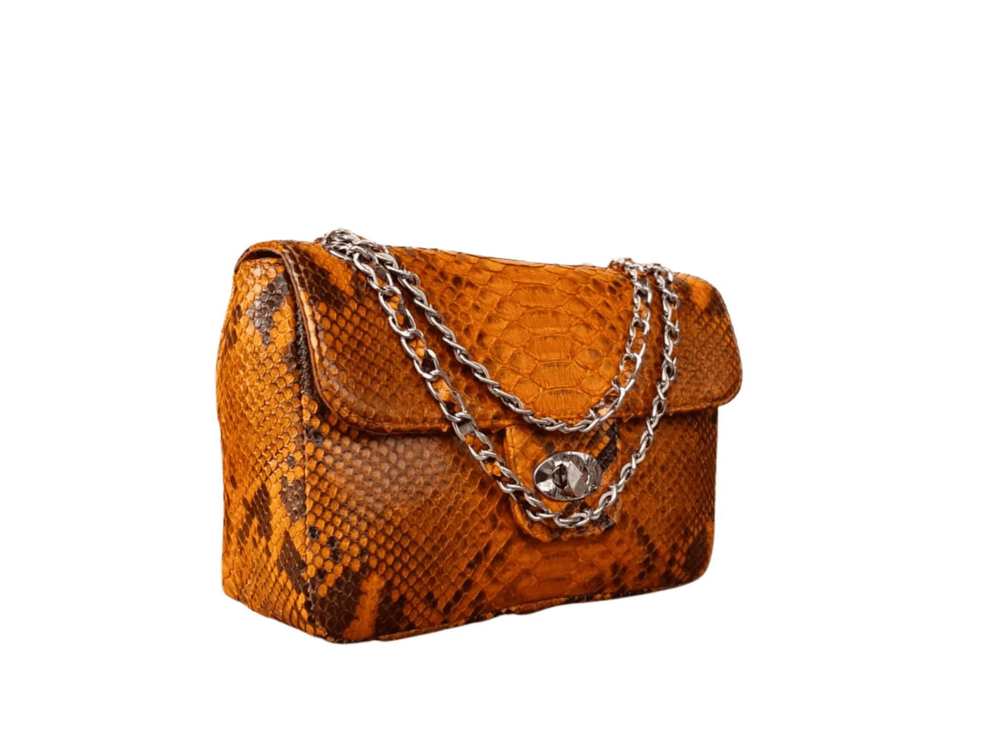 Small Snakeskin Shoulder Chain Purses - Python Jacket by LFM Fashion