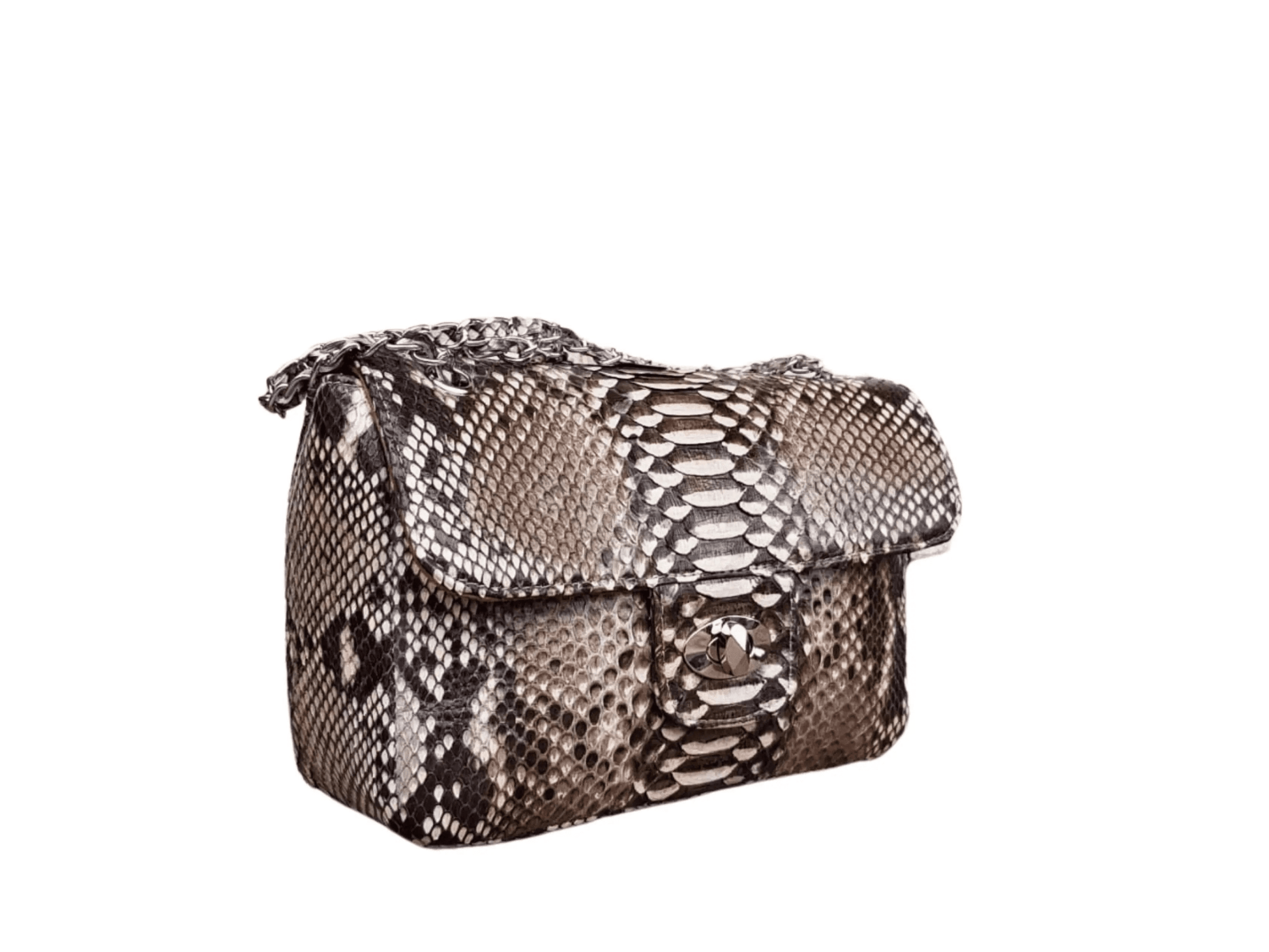 Small Snakeskin Shoulder Chain Purses - Python Jacket by LFM Fashion