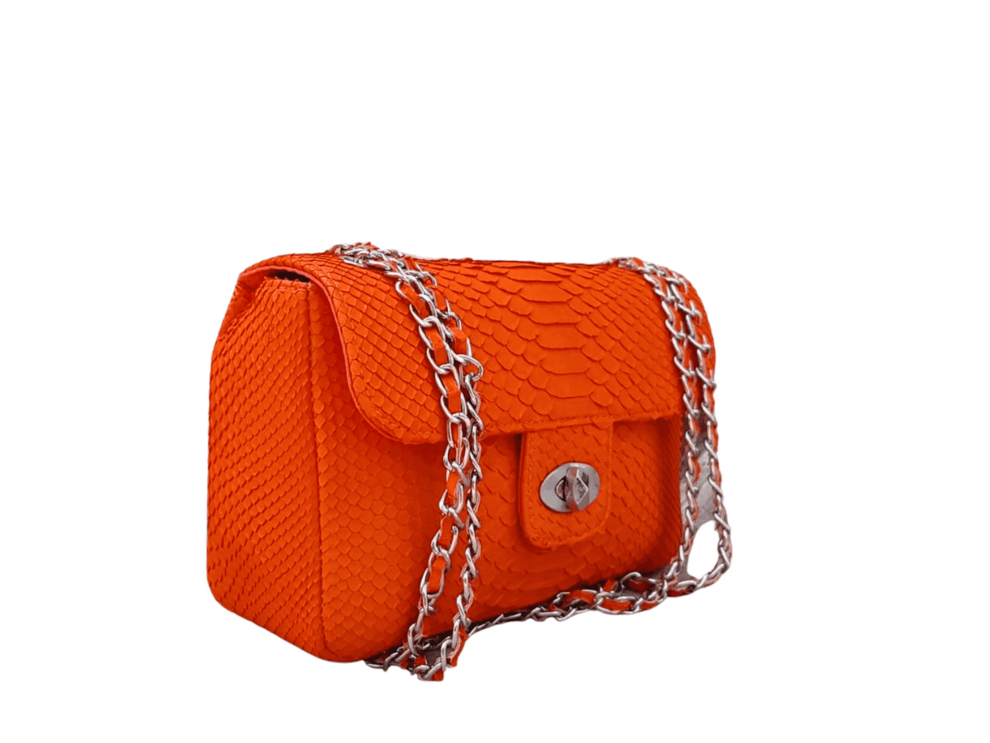 Small Snakeskin Shoulder Chain Purses - Python Jacket by LFM Fashion