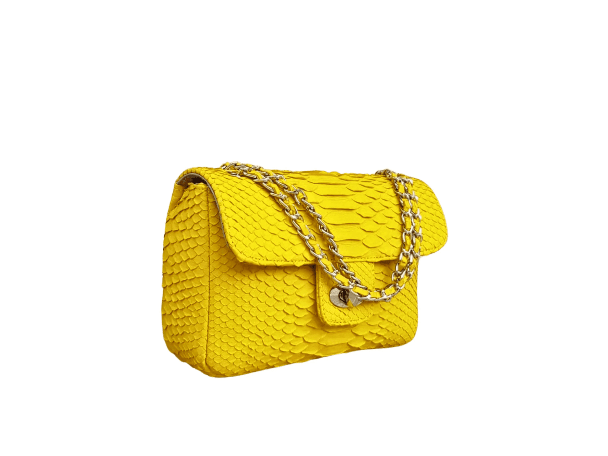 Small Snakeskin Shoulder Chain Purses - Python Jacket by LFM Fashion