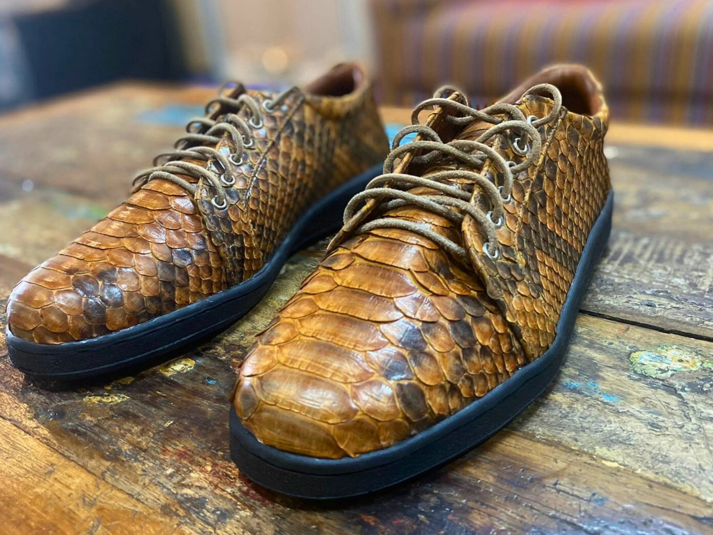 Snake Skin Sneakers Casual Walking Shoes - Python Jacket by LFM Fashion