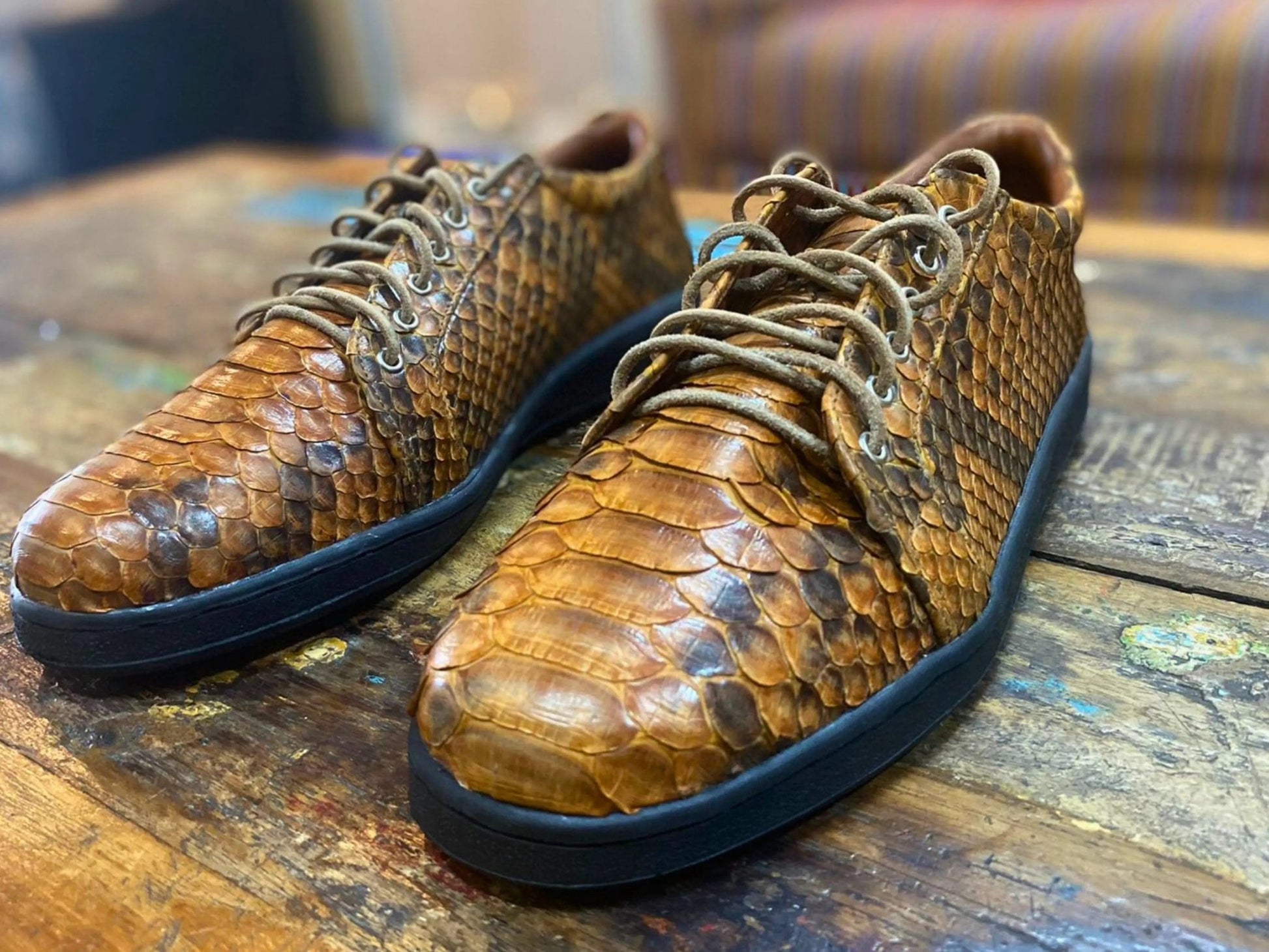 Snake Skin Sneakers Casual Walking Shoes - Python Jacket by LFM Fashion