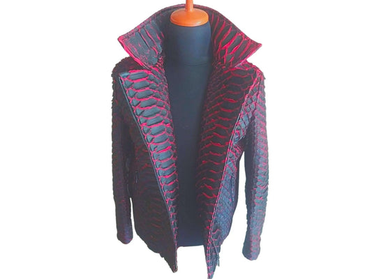Snakeskin Biker Leather Jacket - Python Jacket by LFM Fashion