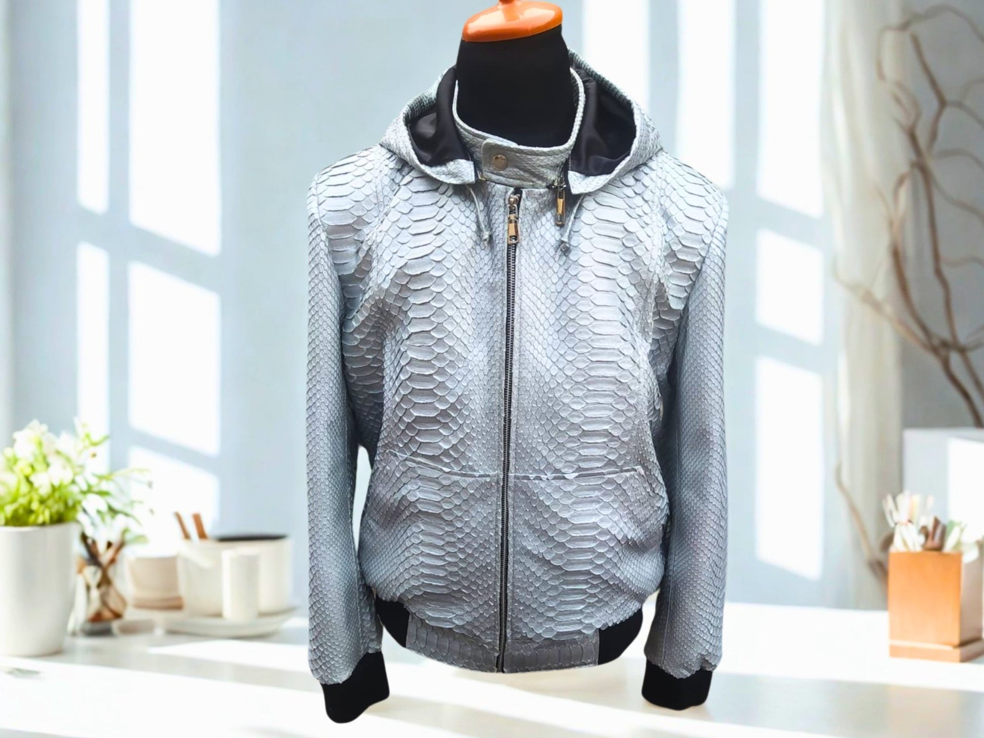 Snakeskin Hoodie Varsity Jacket - 4