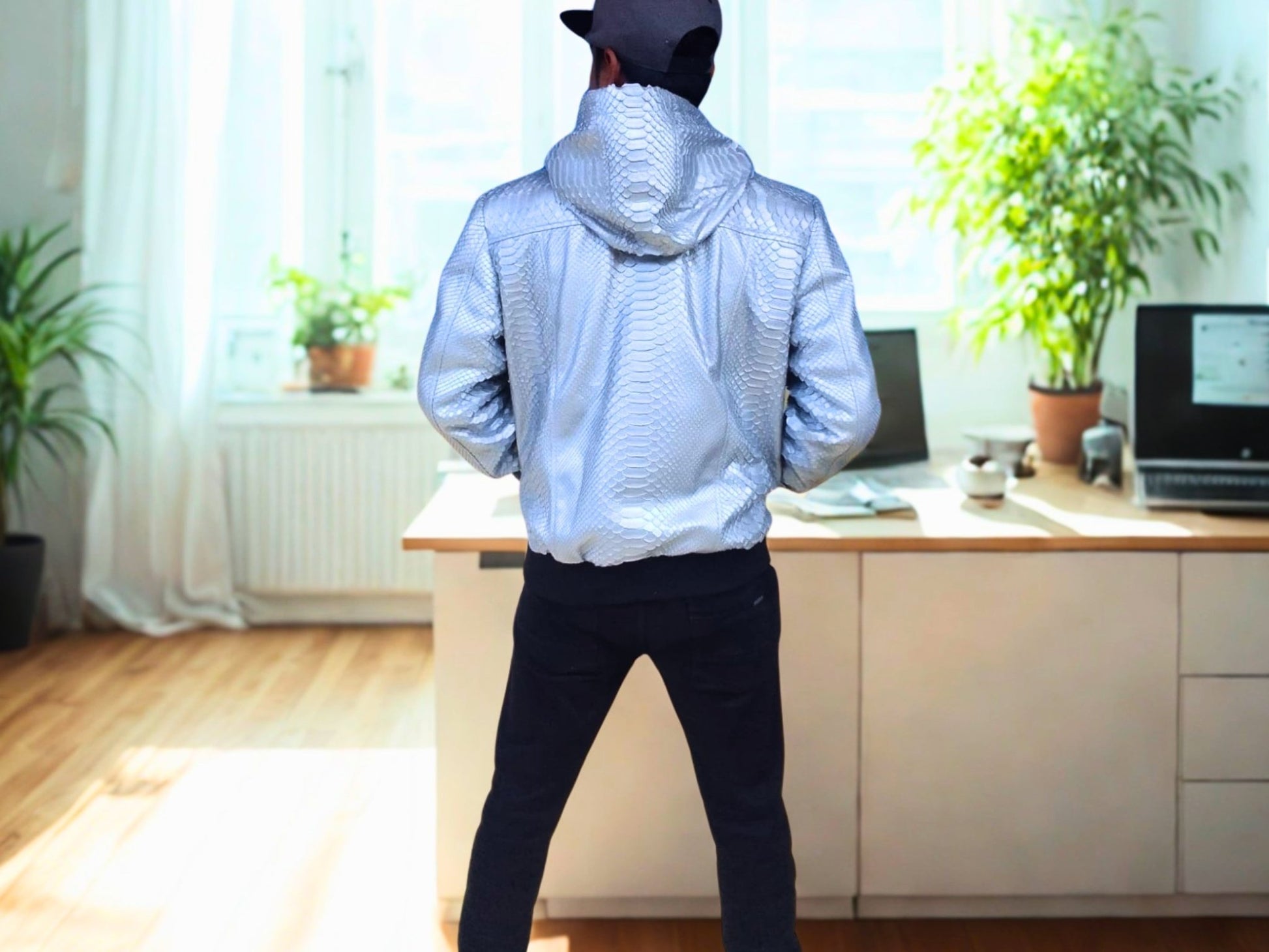 Snakeskin Hoodie Varsity Jacket - 8