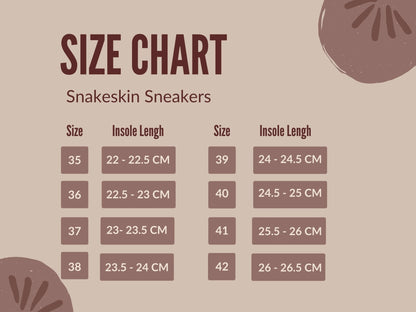 Premium Snakeskin Sneakers - size chart