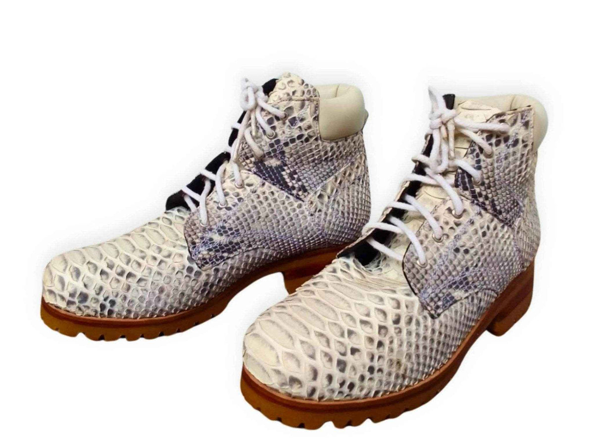 Scuffed Python Skin Boots Snakeskin Python Leather Boots | by LFM Fashion