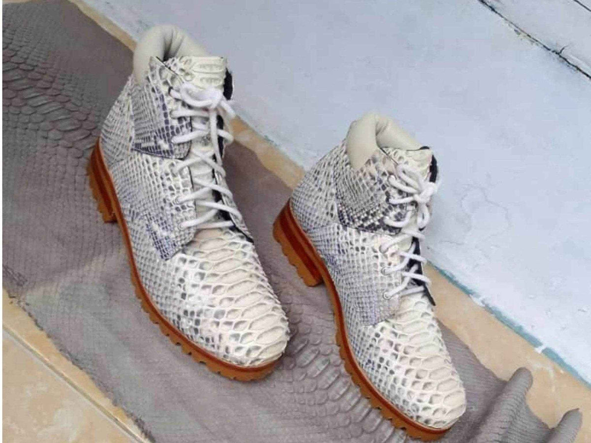 Snakeskin Python Leather Boots | by LFM Fashion