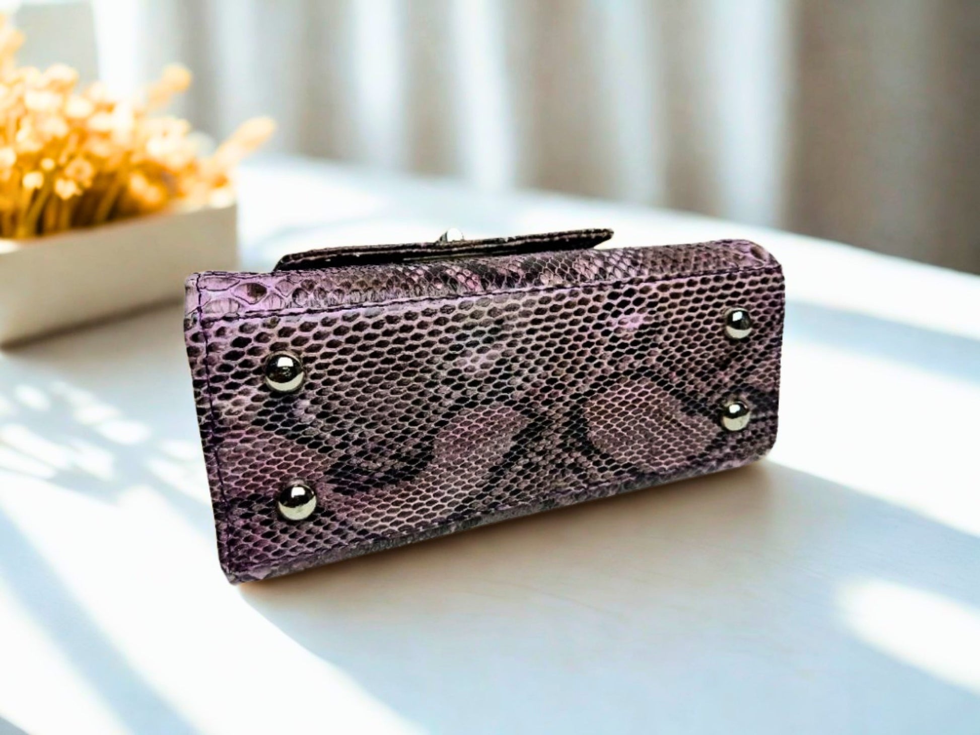 Snakeskin To Handle Bag on bottom side