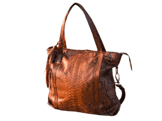 Snakeskin Tote Python Bag Brown Python Jacket by LFM Fashion