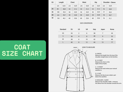 coat size chart