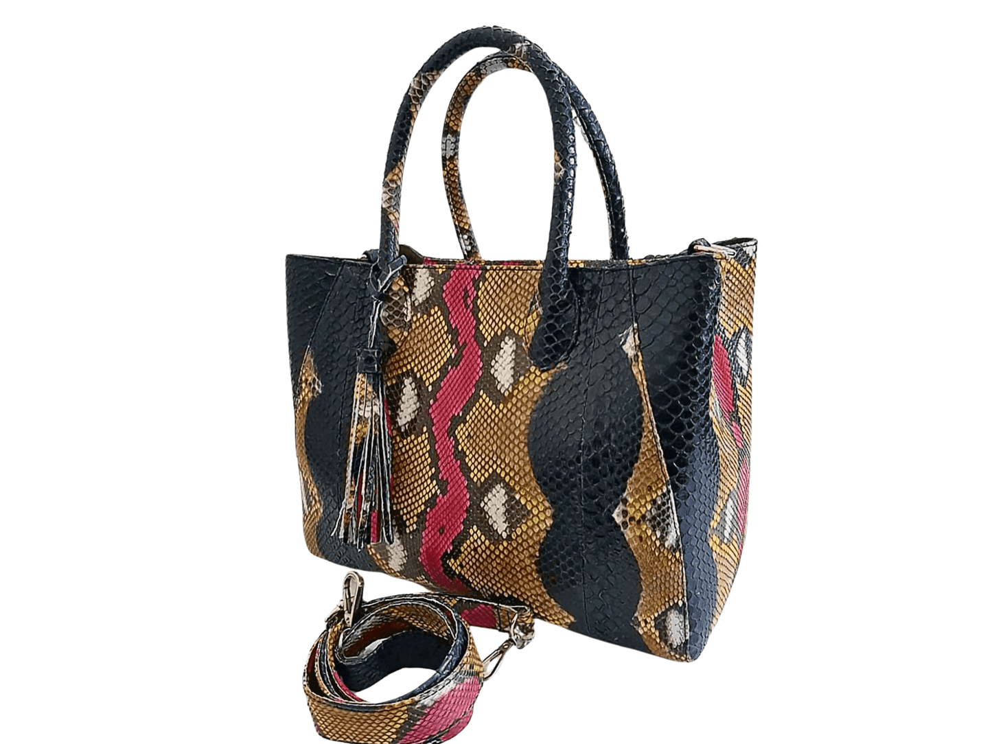 Tote Snakeskin Shoulder Bag - Python Jacket by LFM Fashion