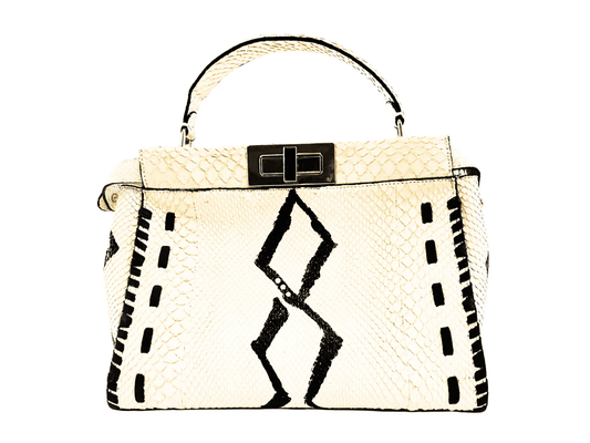 White Snakeskin Peekaboo Bag - Python Jacket by LFM Fashion